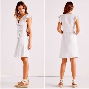🎀Lucky Brand Ivory Dress with Ruffle Sleeves
